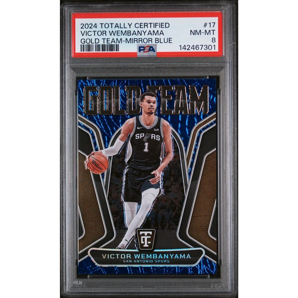 2024 TOTALLY CERTIFIED GOLD TEAM #17 WEMBANYAMA MIRROR BLUE /49 - PSA 8 POP 2